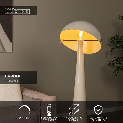 Lucide BARONE - Stehlampe - Ø 52,6 cm - 1xE27 - Beige | Vibes - USP